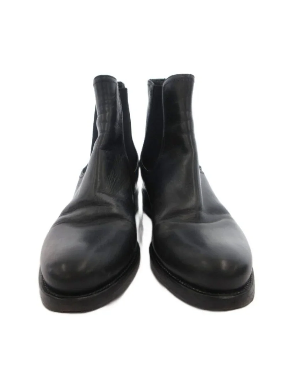 Prada Side Gore Boots Leather Short Almond Toe Black